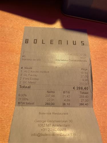 Bolenius Restaurant Amsterdam