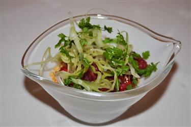 BAKED LICORICE CUSTARD Salad of raspberries, chervil & fennel Kong Hans Kaelder