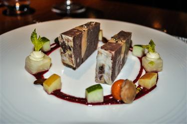 The Kitchin, Game Ballotine Of Scottish Game And Foie Gras Served With Damson Jelly, Autumn Fruits And Mushroom Brioche